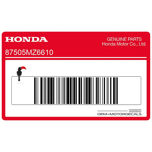 Honda NTV650 Achtervork Bandeninformatie Sticker Linkerzijde OEM 87505MZ6610