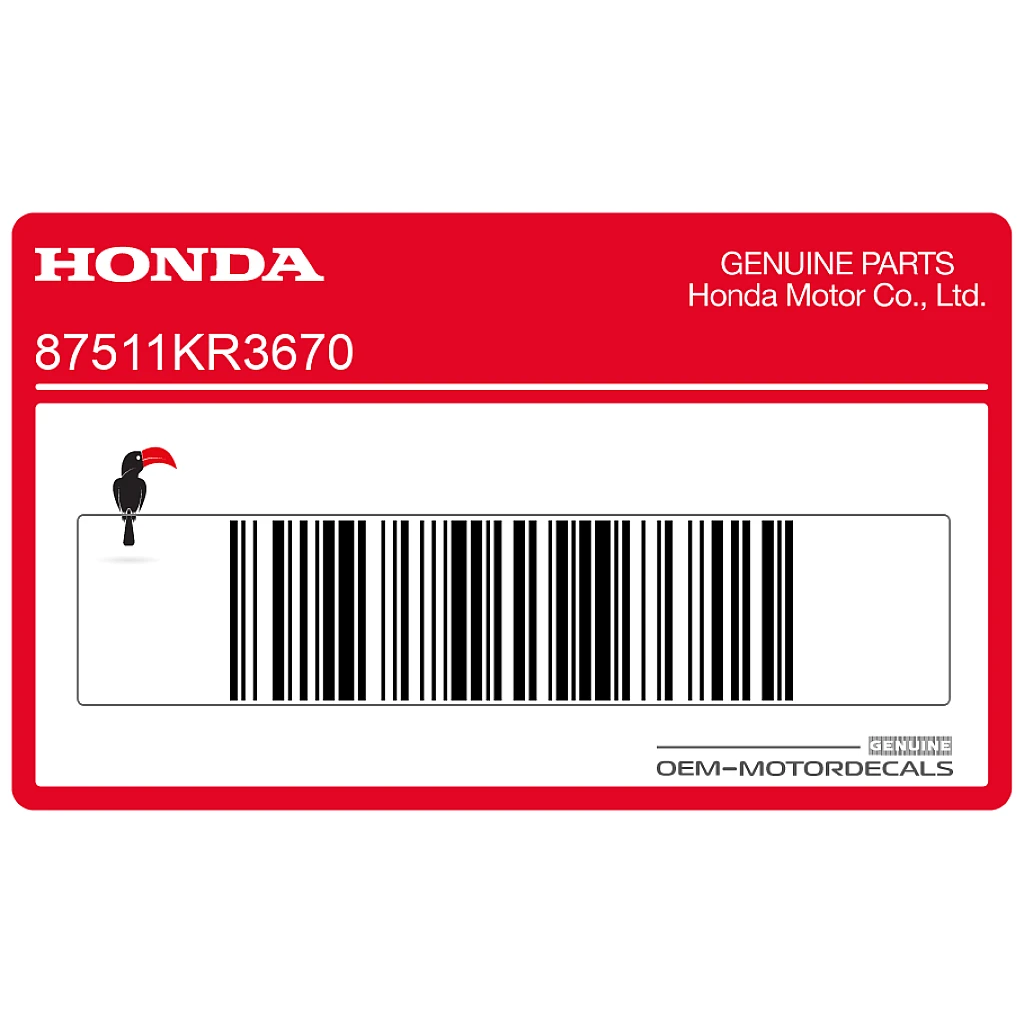 Honda NTV650 Helmhouder sticker linkerzijde OEM 87511KR3670