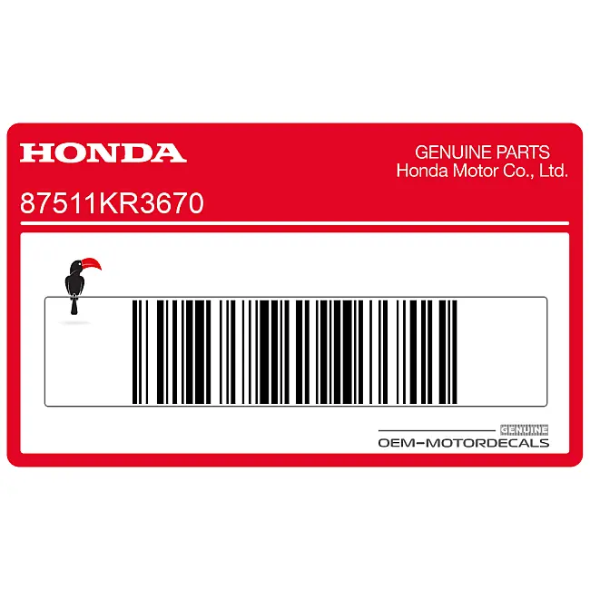 Étiquette support casque Honda NTV650 côté gauche OEM 87511KR3670