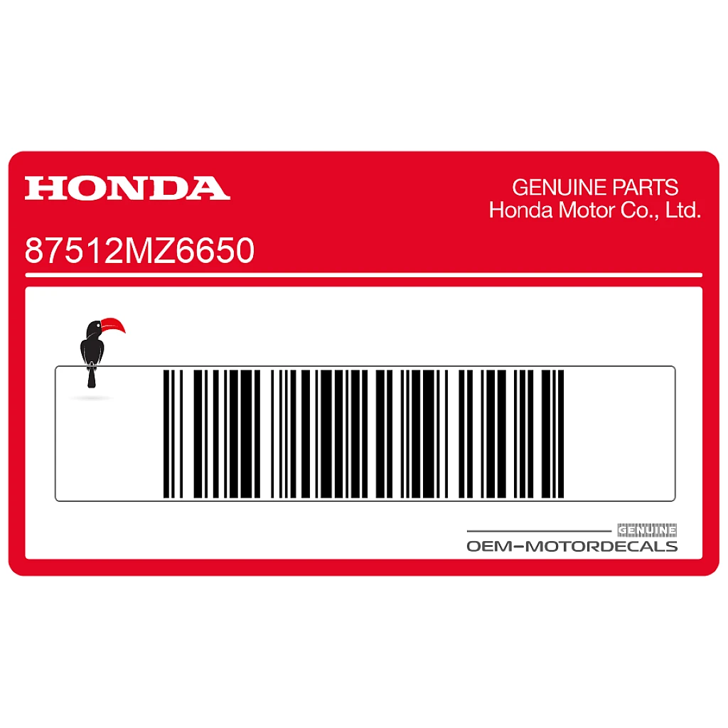 Honda NTV650 Achterspatbord Accessoires en Belasting Waarschuwingslabel Links OEM 87512MZ6650