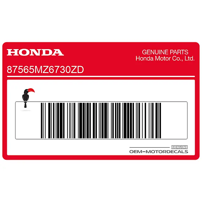Honda NTV650 Kleuridentificatie Sticker Achterspatbord OEM 87565MZ6730ZD