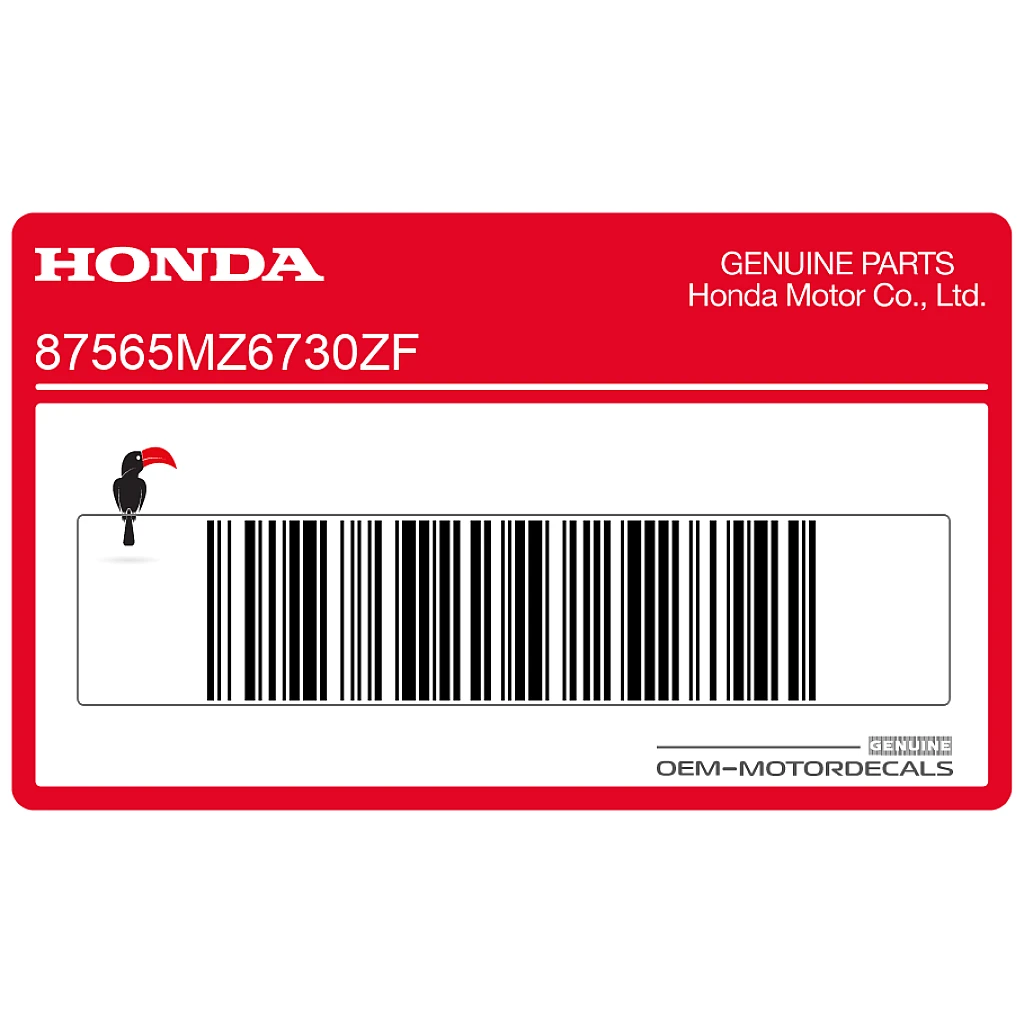 Etiqueta de identificación de color Honda NTV650 bajo el asiento TYPE6 OEM 87565MZ6730ZF