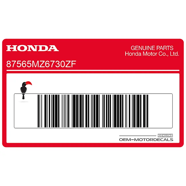 Honda NTV650 Kleuridentificatie Label onder het zadel TYPE6 OEM 87565MZ6730ZF