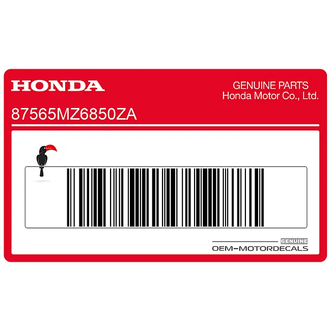 Naklejka identyfikacyjna lakieru tylnego błotnika Honda NTV650 NH-1 OEM 87565MZ6850ZA