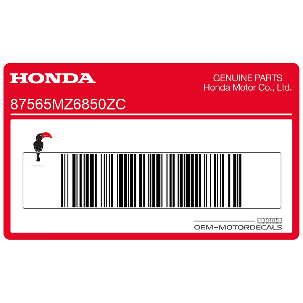 Honda NTV650 Achterspatbord Kleuridentificatie Label OEM 87565MZ6850ZC