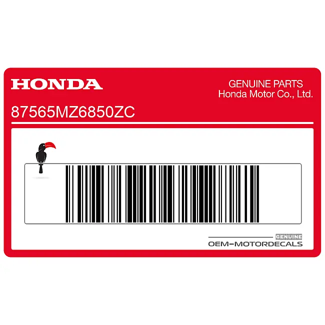 Honda NTV650 Rear Fender Color Identification Label OEM 87565MZ6850ZC