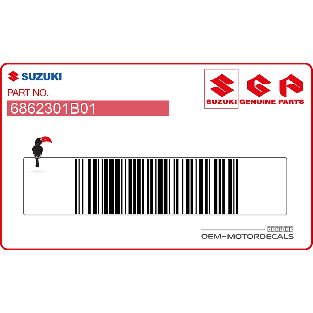 Naklejka ostrzegawcza na zbiornik Suzuki RM-Z450 „UNLEADED FUEL ONLY” lewa OEM 68623-01B01