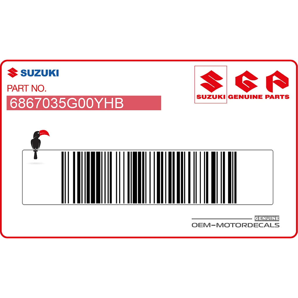 Suzuki RM-Z450 Naklejka Osłony Chłodnicy Lewa Strona OEM 6867035G00YHB