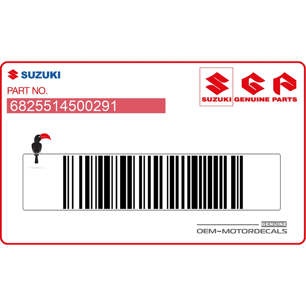 Suzuki RM125 Autocollant graphique pour plaque numéro avant Véritable pièce OEM d'usine 6825514500291