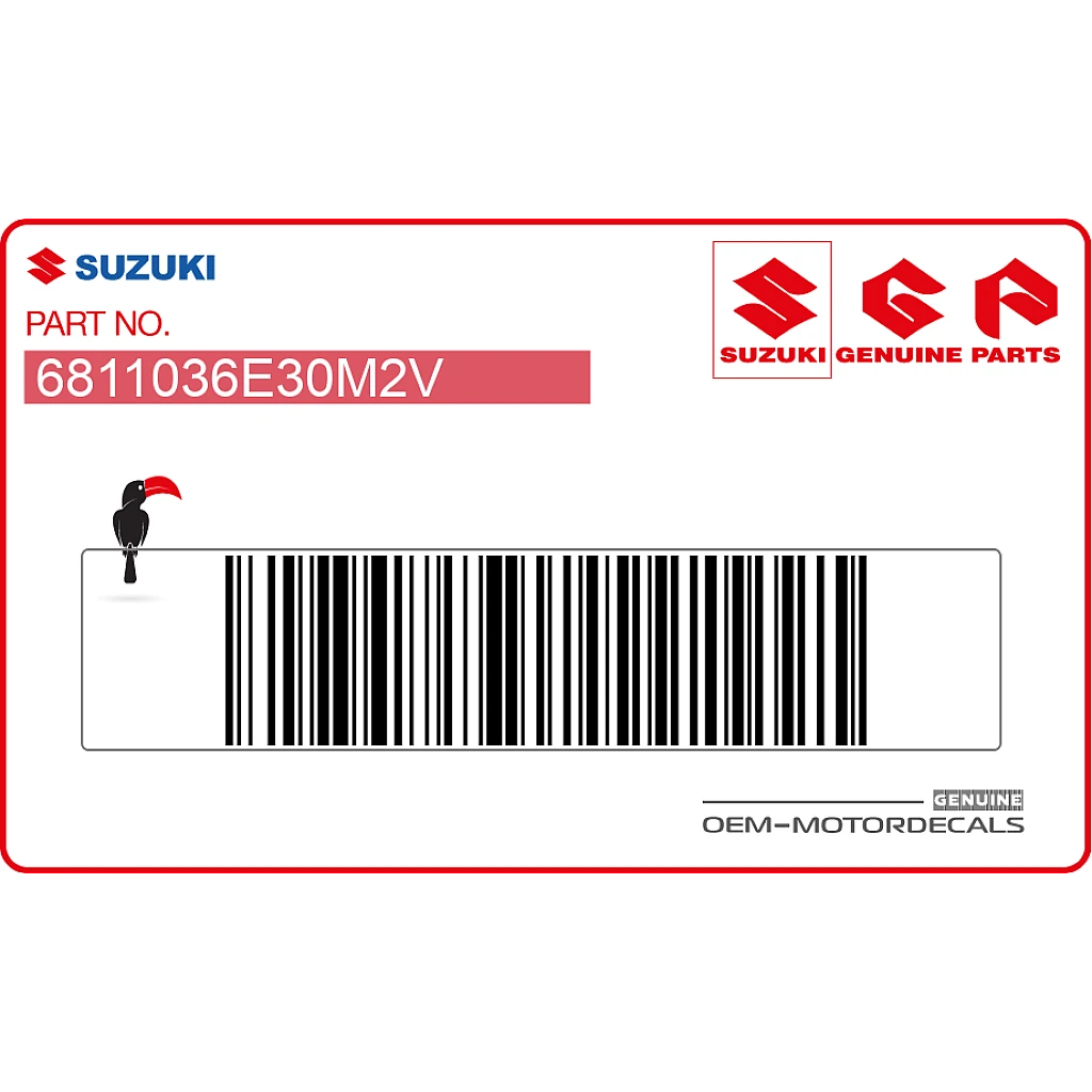 Oryginalny zestaw graficzny na bak Suzuki RM125 Zestaw taśm Numer części OEM 6811036E30M2V do fabrycznie oryginalnej renowacji