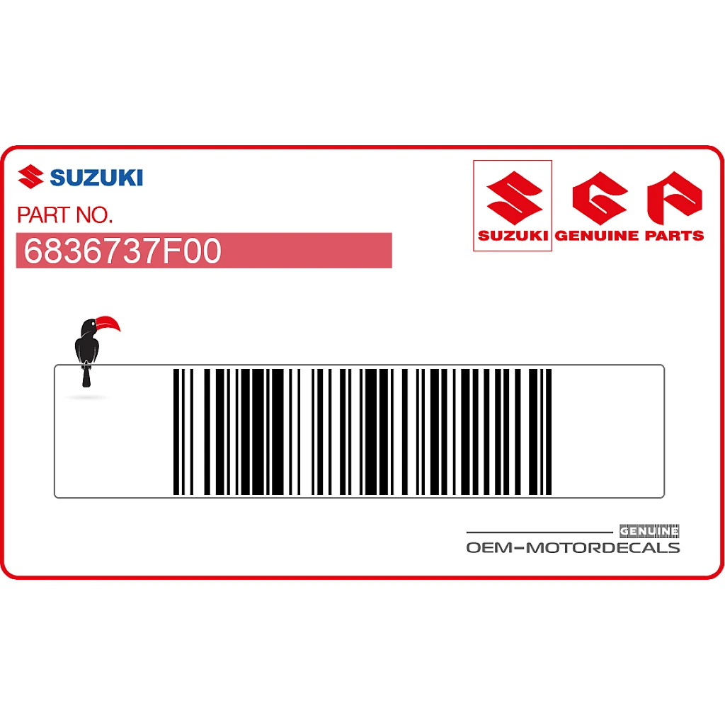 Suzuki RM125 Naklejka ostrzegawcza nr 2 Lewa strona OEM 6836737F00