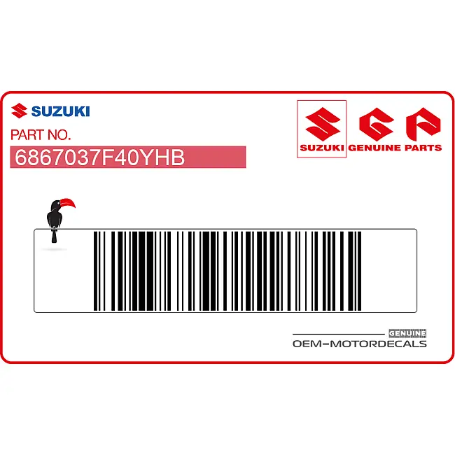 Suzuki RM125 Radiatorafdekking Grafisch Linkerzijde OEM 6867037F40YHB Originele Fabrieks Shroud Sticker