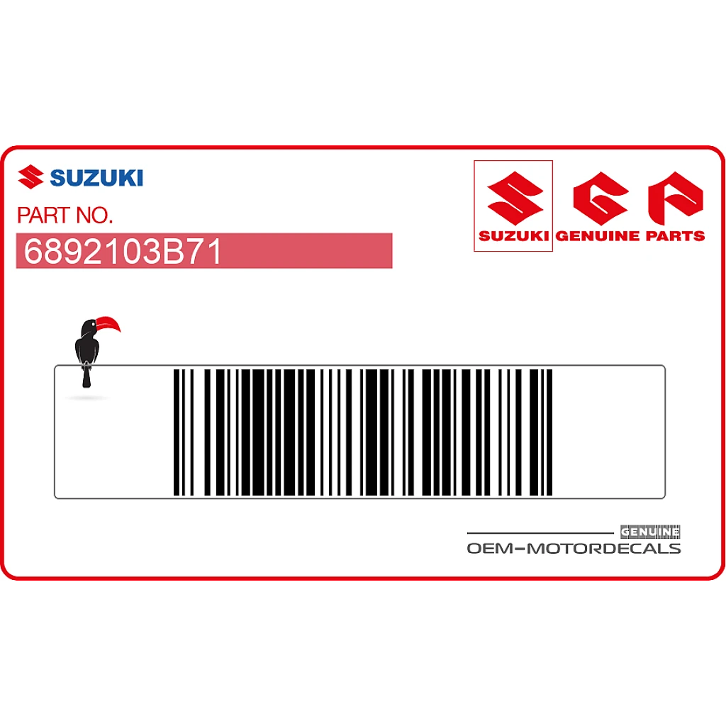 Autocollant d'avertissement Suzuki RM85 côté droit OEM 6892103B71
