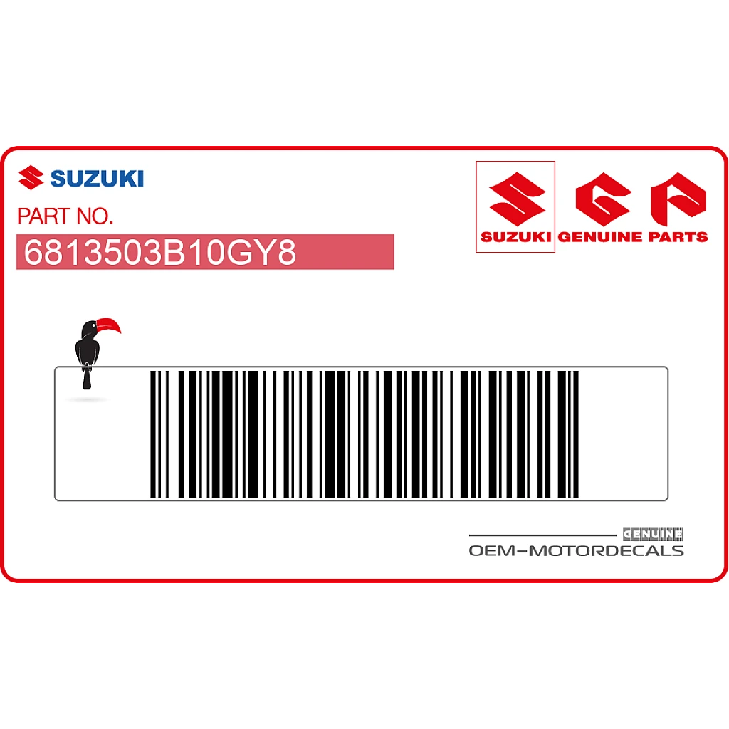 Suzuki RM85 Adesivo Copertura Telaio Lato Destro OEM 6813503B10GY8 Autentico Adesivo di Fabbrica