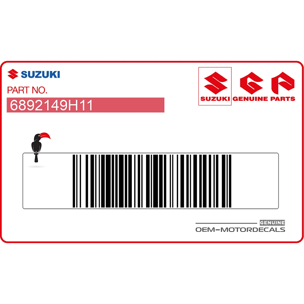 Suzuki RM-Z250 Ogólna etykieta ostrzegawcza OEM 6892149H11 fabryczna oryginalna naklejka bezpieczeństwa na owiewki motocykla.