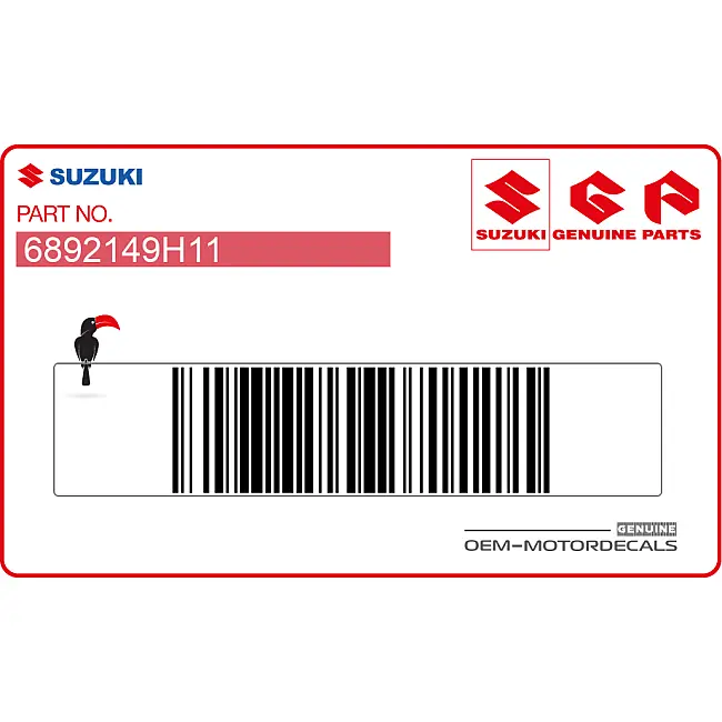 Suzuki RM-Z250 Algemeen Waarschuwingslabel OEM 6892149H11 originele veiligheidssticker voor motoronderdelen.