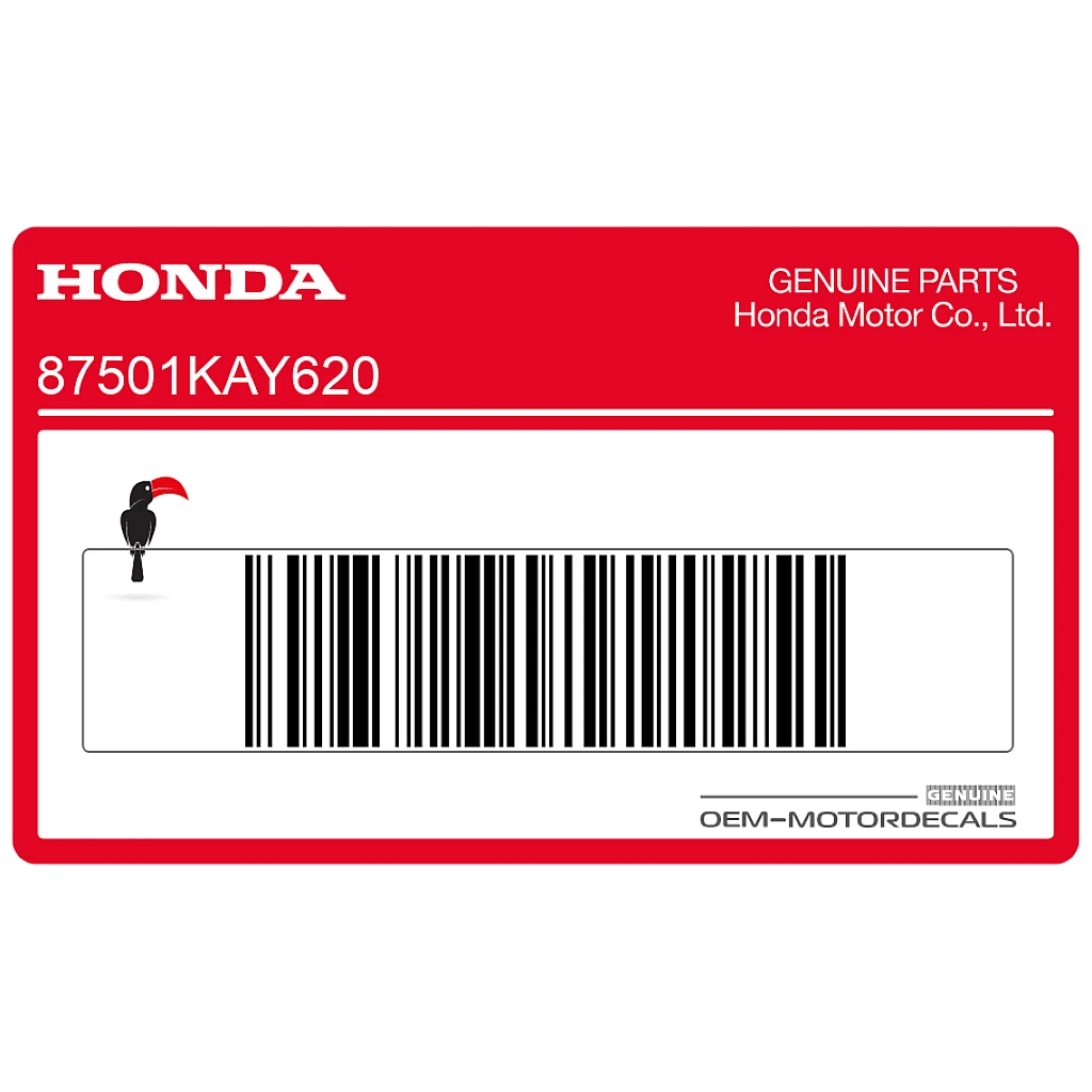 Honda NX125 TRANSCITY Étiquette d'avertissement pour la zone de plaque d'immatriculation OEM 87501KAY620