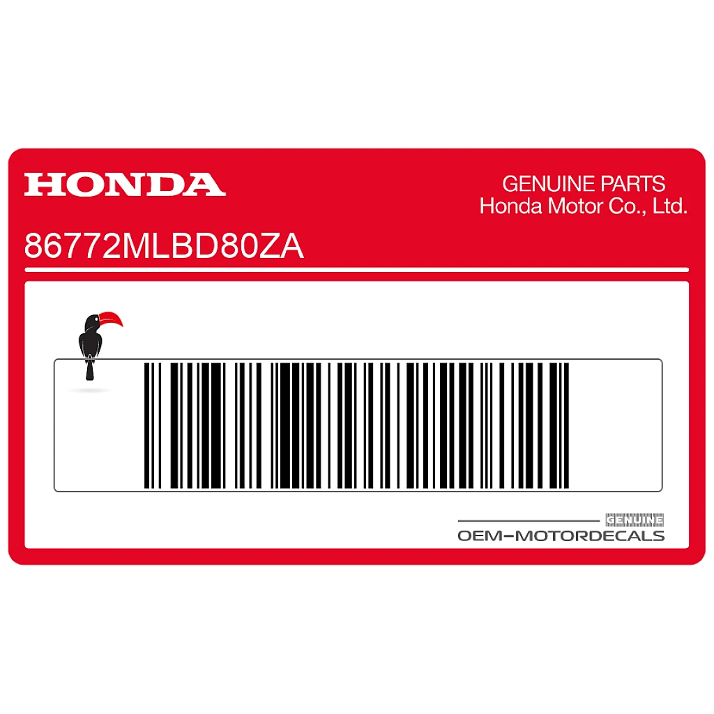 Honda CB750 Hornet Adesivo Codone Hornet Lato Sinistro OEM 86772MLBD80ZA Decal Fabbrica