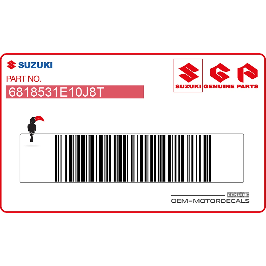 Genuine Suzuki RF900R Lower fairing graphic right side OEM part number 6818531E10J8T for factory restoration.