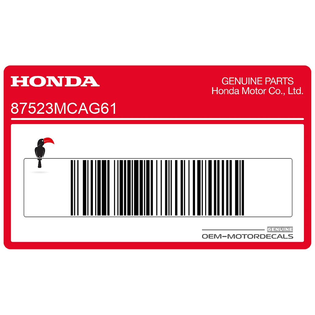 Honda NC750X bagagerek Gewichtslimiet (2,0 KG) waarschuwingslabel fabrieks-origineel OEM 87523MCAG61.