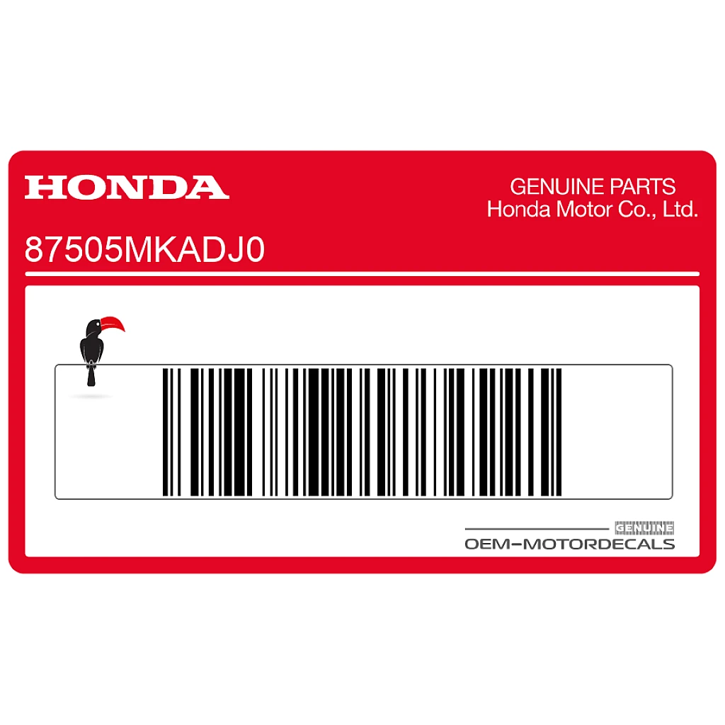 Naklejka ostrzegawcza Honda NC750X dotycząca opon i łańcucha napędowego, lewa strona, OEM 87505MKADJ0