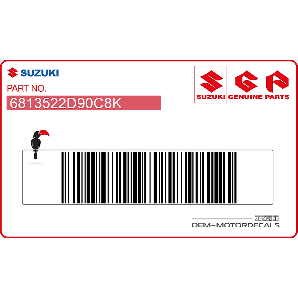 Suzuki RGV250 Rahmenabdeckung Aufkleber rechte Seite OEM 6813522D90C8K