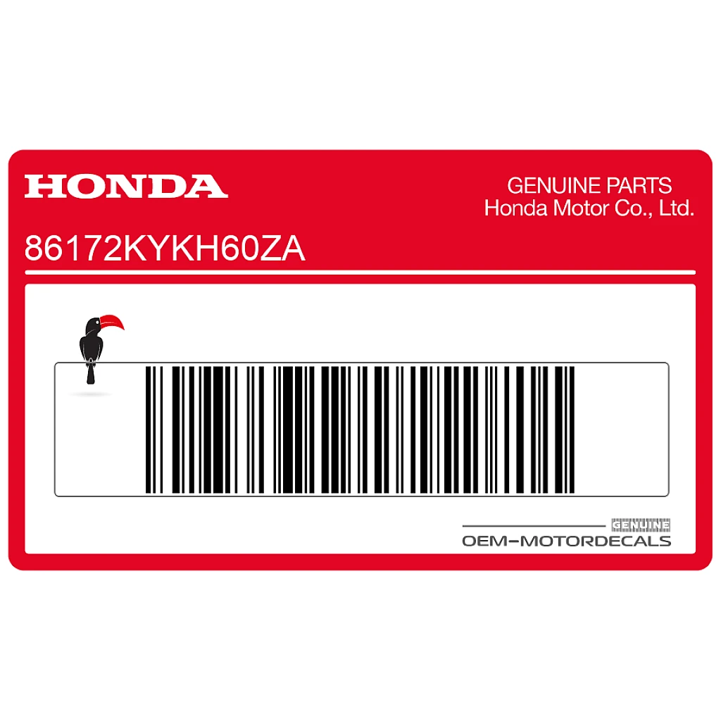 Honda CRF110 Pegatina Placa Número Lateral Izquierdo Lado Izquierdo OEM 86172KYKH60ZA