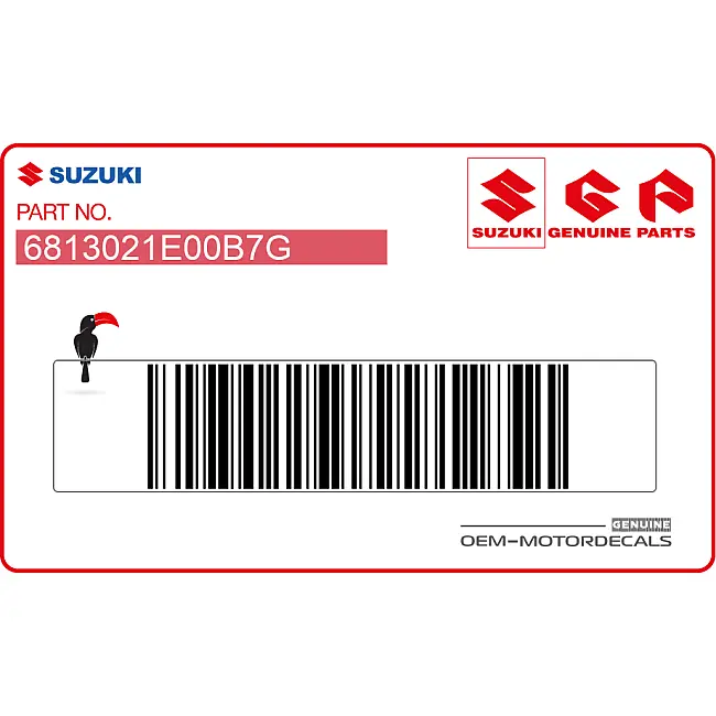 Adesivo grafico originale Suzuki RF600R per carena telaio lato destro, codice OEM 6813021E00B7G