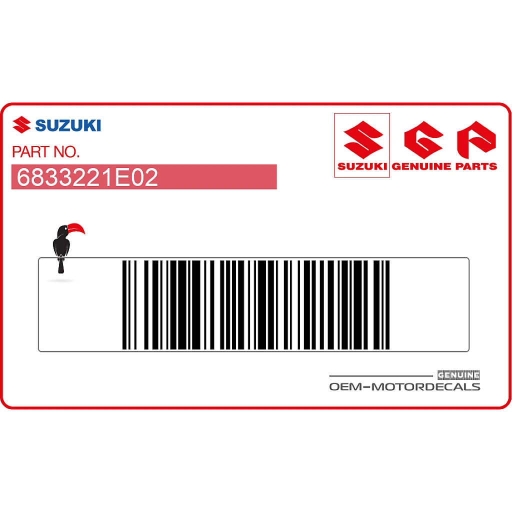 Suzuki RF600R Adesivo aria pneumatico forcellone OEM 6833221E02 decalcomania di avviso di fabbrica per specifiche pressione pneumatici.