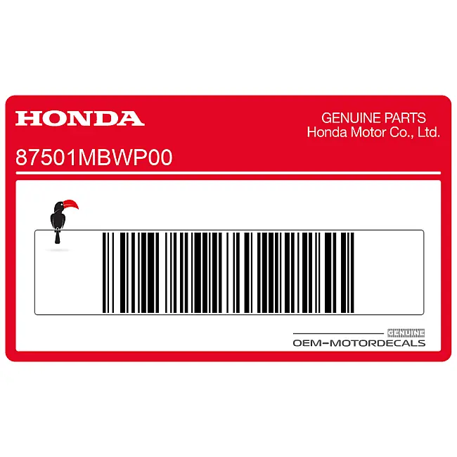 Honda CBR600RR Pegatina de número de bastidor OEM 87501MBWP00 Etiqueta de precaución genuina Adhesivo