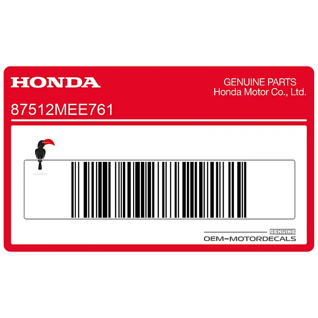 Honda CBR600RR Rear Fender Loading Label OEM 87512MEE761