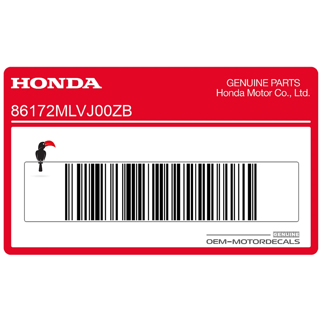 Honda CB1000F Naklejka na bak lewa strona OEM 86172MLVJ00ZB Oryginalna fabryczna samoprzylepna grafika