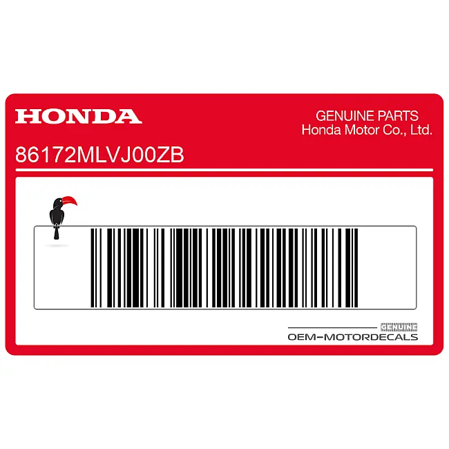 Honda CB1000F Naklejka na bak lewa strona OEM 86172MLVJ00ZB Oryginalna fabryczna samoprzylepna grafika
