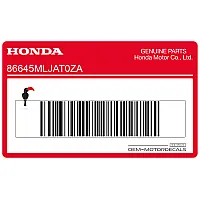 HONDA Pegatina de carenado central derecho, lado derecho 86645-MLJ-AT0ZA