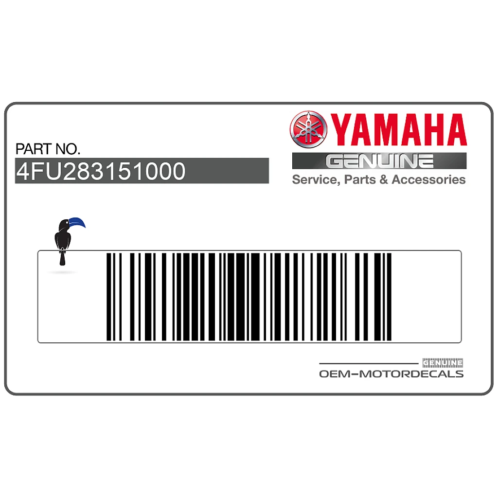 Authentic Yamaha TDR125 Side Cover Emblem OEM Part 4FU283151000 for factory-correct motorcycle restoration and branding.