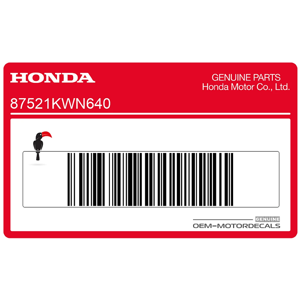 Naklejka ostrzegawcza Honda PCX125 o limicie ładunku w schowku centralnym OEM 87521KWN640