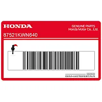 HONDA Etichetta di avviso LIMITE DI CARICO del vano portaoggetti centrale 87521-KWN-640