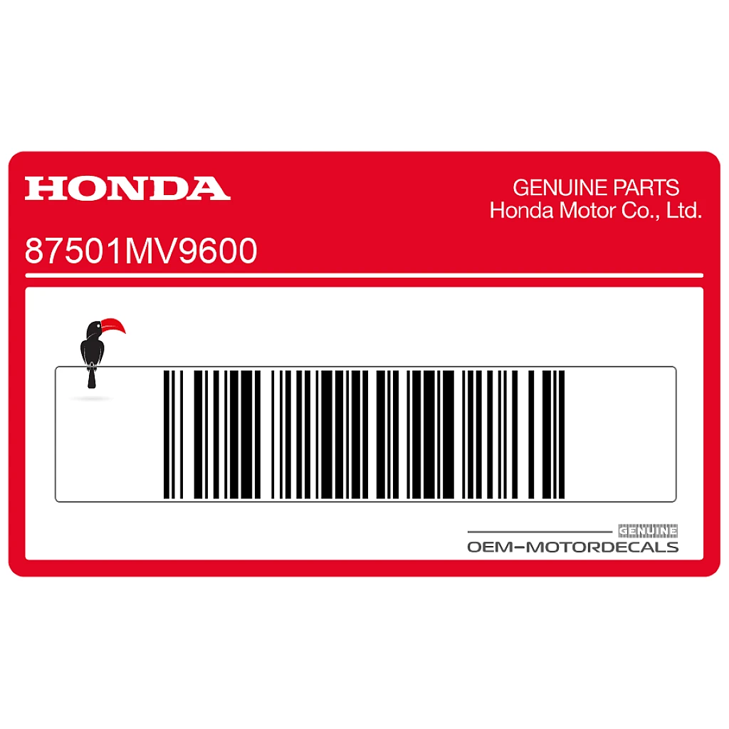 Autocollant d'avertissement de plaque enregistrée Honda CBR600F Hurricane OEM 87501MV9600