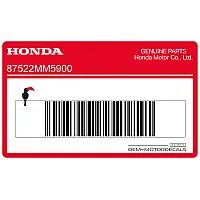 HONDA Windshield Waarschuwingssticker 87522-MM5-900