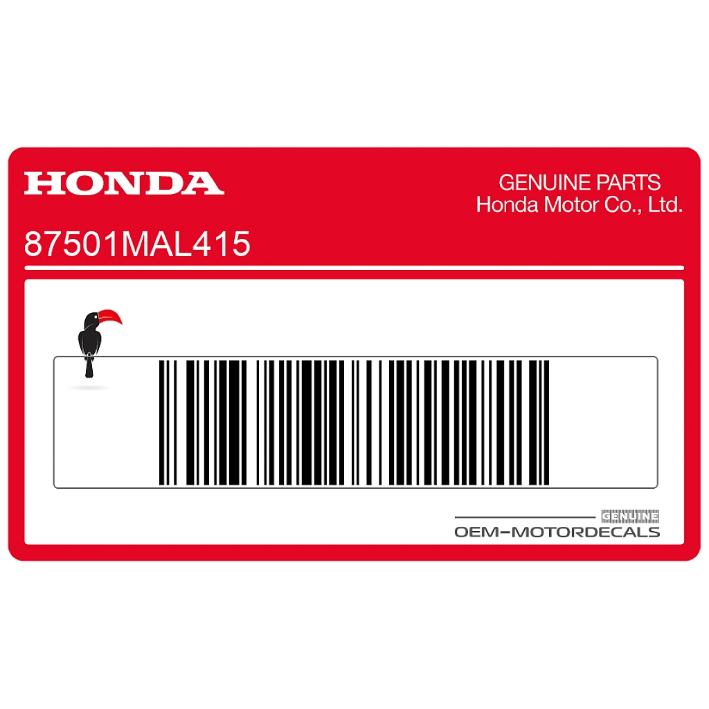 Pegatina de precaución Honda CBR600F Hurricane OEM 87501MAL415 para restauración y seguridad original de fábrica.