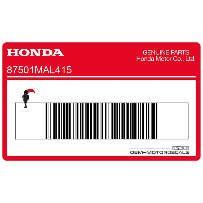 Genuine Honda CBR600F Hurricane Caution label plate sticker OEM 87501MAL415 for factory-correct restoration and safety info.