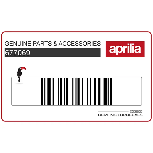 Autocollant de carénage avant Aprilia SR Motard 50 côté droit OEM 677069 graphique d'usine pour carénage de moto.