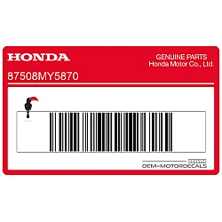 Chain adjuster caution label, left side