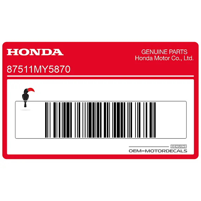 Honda CB500 Helmet Holder Warning Label OEM 87511MY5870