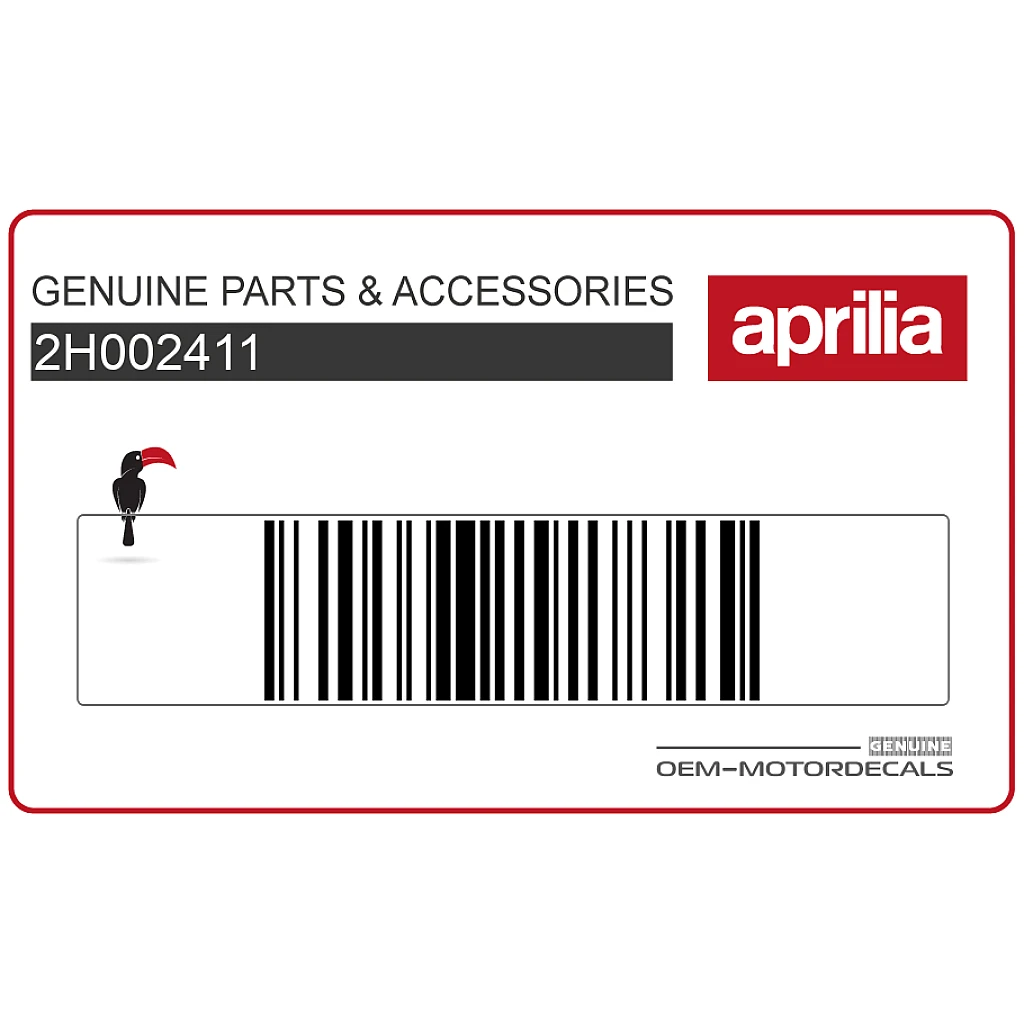 Aprilia SR 50 Rear Right Tail Fairing Graphic Decal Right Side OEM 2H002411 for factory-correct restoration.