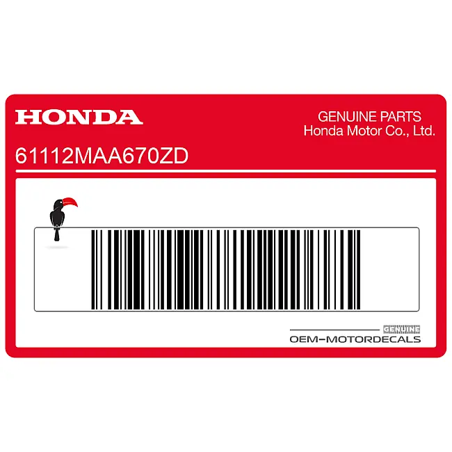 Honda VT1100 SHADOW Autocollant Garde-Boue Avant OEM 61112MAA670ZD
