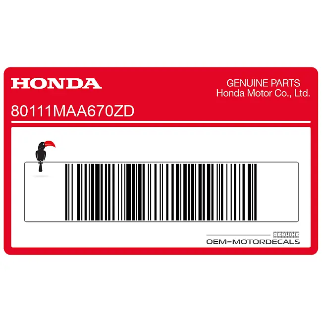 Adesivo grafico in vinile OEM Honda VT1100 SHADOW per parafango posteriore, 80111MAA670ZD, per restauro moto.