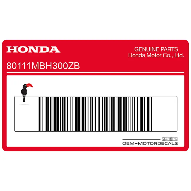 Autocollant Garde-boue Arrière Honda VT1100 SHADOW Côté Droit OEM 80111MBH300ZB Graphique d'Origine