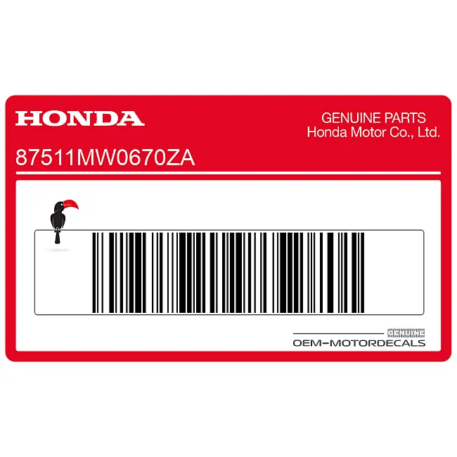 Honda CBR900RR Label voor helmlocker OEM 87511MW0670ZA