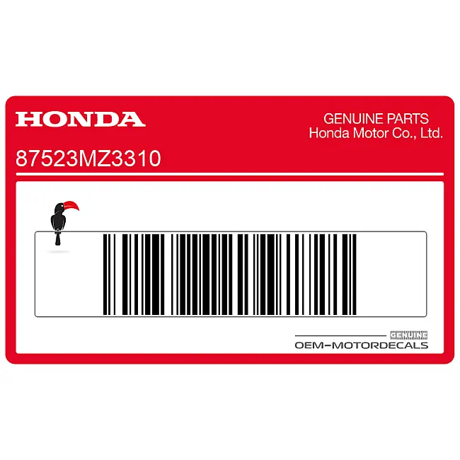 Honda CBR900RR Achterkuip Laadlimiet (2,0 kg) Sticker Origineel OEM Fabrieksdeel 87523MZ3310